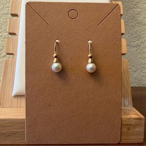 Vintage Gold Tone and Faux Pearl Drop Earrings